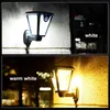 Lampes d'extérieur solaires USB double charge avec capteur de mouvement 2 températures de couleur 100 LED 360 ° Applique murale à tête unique extérieure IP65 étanche pour porte d'entrée jardin cour patio