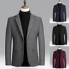 Blazer Masculino Outono Inverno Casual Ternos Dois Botões Lapela Manga Longa Lã Terno Casaco Moda Magro Blazers Masculinos 220409