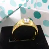Homens anel tamanho 8 rodada corte 18k ouro amarelo cheia de moda clássico anel bonito aniversário presente