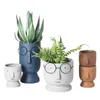 Nordic Style Ceramic Decorative Flower Creative Art Human Face Succulent Cactus Planter Pot With Hole Gardening Accessories