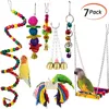 7st/Set Pet Parrot Hanging Toy Chewing Bite Rattan Balls Grass Swing Bell Bird Parakeet Cage Accessories Pet Supplies277B