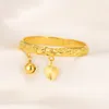 Bangle 2Pcs Gold Color Bell Heart Baby Bracelet High Quality Kids Bangles Simple Trendy Jewelry Mideast Arab Africa GiftBangle Lars22