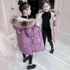 -30 russo de inverno casacos colarinho de peles crianças casacas de casaco impermeabilizadas para menina adolescente parka roupas runner j220718