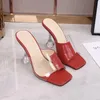 Sandaler Summer Women's Plus Size High Heel Slipper Square Toe Fashion Open Flip Flops Design Luxury Shoessandals