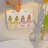 Dingle ljuskrona koreansk elegant strassfjäril släpp örhängen för kvinnor trendiga blomma tofs pendientes semester smycken