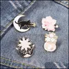 Szpilki broszki biżuteria kreskówka Słońce i księżyc kota Pinki kwiatowe olej zrzuty gwiezel gwiezdny zwierzę zwierzęcia kobiety mężczyźni geometryczne kowbojskie torby ubrania