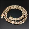 Fashion Tennis Graduated Bling Rhinestone Golden Finish Miami Cuban Link Chain Necklace Men's Hip Hop Halsbandsmycken