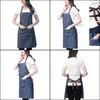 Önlükler ev tekstil bahçe mutfak mutfak apron unisex denim ayarlanabilir erkekler cep şefleri ile kadınlar pişirme pişirme avental temizleyici alet damla del