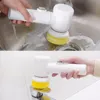 5-i-1 handhållen badkar borste kök badrum diskbänk rengöringsverktyg 3 borsthuvud effektivt rengöring toalett badkar elektrisk borste
