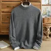 Herrtröjor Pure Cashmere Sweater Herrhalvhöghals Twist High-End tjock varm Jacquard Business Casual Knittingmen's