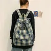 Mochila de estudiante universitario de Canva a cuadros a la moda, mochilas escolares para adolescentes, mochila de viaje impermeable de gran capacidad 220630