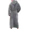 Mannen Nachtkleding Gewaad Voor Mannen Effen Kleur Bandage Badjas Lange Mouwen Hooded Gewaden Mannelijke Lounge Wear Kamerjas Heren slaap Tops