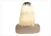 Blonde Ombre Couleur 13x4 Court Bob Lace Front Perruque de Cheveux Humains Pour Les Femmes Noires 8 - 16 pouces Européenne Remy Droite 613 Perruque