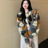 Cardigan con fiori vintage 3D Giacca corta da donna Cappotto a maniche lunghe coreano Autunno Inverno Elegante capospalla