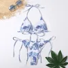 Kadın Mayo Kadın Seksi Baskı Bikini Set Bandeau Bandauge İki Parçalı Push-Up Brezilya Plaj Giyim Mayo Biquini Mujer Feminino