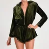 Women's Tracksuits 2-piece Sexy Top And Shorts Green No Casual Suit 2022 Summer Fashion Black Velvet