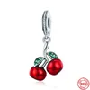 Abalorio colgante de plata de ley 925, abalorio de cereza, paloma de la paz, flor de verano para niña, abalorio apto para Pandora, pulsera de abalorios, accesorios de joyería DIY