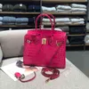 Platinum Bag Handbag Designer French High-End Custom Celebrites Luxury Goods Crocodile Mönster Läder Stora CM Cowhide Women