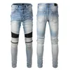 Jeans de grife para homem Man Mentes calças magras esbeltas magras de motocicleta angustiada jeans de jeans de hip hop
