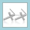 Stud Earrings Jewelry Top Grade Sier Girl Crystal Crosses For Wedding Party Fashion Wholesale - Drop Delivery 2021 24Jxk