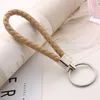 Store benefits Mix color PU Leather Braided Woven Keychain Rope Rings Fit DIY Circle Pendant Key Chains Holder Car Keyrings Jewelr241j