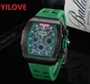 Personnalité tendance montre pour hommes 43mm mouvement à Quartz mâle temps squelette crâne horloge de sport jaune vert caoutchouc ceinture de silicone montre-bracelet populaire orologio di lusso