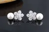 Charm Pearl Zircon Earrings 925 Sterling Silver Needle Japanese and Korean Snowflake accessories manufacturers direct selling