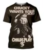 2022 Ny chucky sommar T-shirt män kvinnor 3d tryckt t skjortor mode casual short hylsa cool tops tee a01