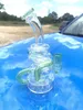 7 tums transparens Clear Green Hookah Glass Bong Dabber Rig Recycler Pipes Water Bongs rökrör 14,4 mm Kvinnlig gemensam skål Lokal lager