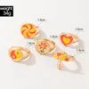 Klusterringar 5st/sätter färgglada svamp Tai Chi Joint Ring Set för kvinnor Pretty Flowers Geometry Alloy Metal Party Jewelry 19895