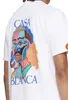 2022 T-shirt Casablanc de alta qualidade de algodão de manga curta moda masculina T-shirt feminina curta modelos de casal masculino e feminino camiseta estampada de algodão
