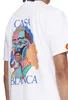 2022 T-shirt Casablanc de alta qualidade de algodão de manga curta moda masculina T-shirt feminina curta modelos de casal masculino e feminino camiseta estampada de algodão