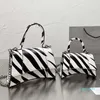 2022 Shape Crossbody Bag Half Moon Handbag Ladies Shoulder Bags Zebra Stripe Hardware letters Buckle Real Leather Metal Chain High Qual