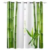 Gardin draperar kinesisk grön bambu zen växt fönster gardiner för vardagsrum sovrum dekorativa kökbehandlingar.