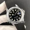 2022 JV226679 3235 JVSA3235 Automatisk herrklocka 42mm T-formad berggodis diamant inlagd Bezel Black Dial 904l Steel Case Gummi Rem Superversion Eternity Watches