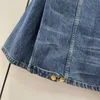 2022 Kadınlar Vintage Tasarımcı Kısa Ceket Bombacı Ceket Rüzgar Çekerleri Kadın Milan Pist Pamuk Denim Tasarımcı Ceketler Mürettebat Boyun Uzun Kollu Üst Giyim Out Giyim
