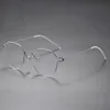 女性デザイナーのサングラス眼鏡レトロラウンド眼鏡光学メガネスクリューレス処理ステンレス鋼フレーム
