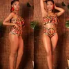 Women's Swimwear Ruffle Bathing Suits Push-Up Sports Bra Swimsuit Beachwear Africa Clothes High Quality Women African Print Bikini Set