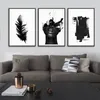 Moderne abstrait toile peinture noir et blanc Art affiches plume photos imprime nordique mur décor peintures pour salon