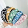 2022 Vintage Print Cloth Cross Bezel Hairband Women Clips Hair Accessories Headband Opaska Do Wlosow Bandeau Cheveux Diademas