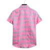 Camisa havaiana floral rosa Homem química homme verão manga curta praia aloha camisetas homens botões casuais camisa masculina xxl 220527