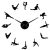 Wandklokken Pilates poseert DIY Big Needles Clock For Girls Room Fitness Center Sportoefening Health Quiet Watch Home Gym Decor Clockwall Clo