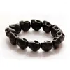 Perlé Brins Noir Crâne Bracelets Cordon Extensible Bbracelet Bijoux Élastique Pierre Naturelle Designer Pulseras En Gros Lot BijouxBeaded Lars2