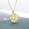 Pendentif Colliers Constellations Coin Pendentifs Collier Or Signe Du Zodiaque Bélier Lion Femmes Bijoux Douze Horoscope Clavicule CollierPendentif