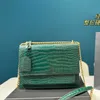 Keten Crossbody Tas Flap Messenger Portemonnee Handtas Vrouwelijke Schoudertassen Mode Echt Leer Alligator Hardware Brief Gesp Hasp Lady Hoge kwaliteit