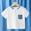 Summer Boys Tircle Linen Cotton for Ops Manga curta Kids EE 220620