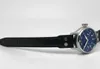 AZF Factory Montres-bracelets Calendrier mécanique automatique ETA 52850 pour homme avec aiguille de réserve de marche Bracelet en cuir bleu avec boucle déployante