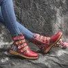 أعلى جودة جديدة من النساء socofy الأحذية الرجعية المطبوعة المعادن الإبزيم الناعم من الجلد السوستة الكاحل أحذية السيدات أحذية النساء البوتات mujer 2021