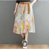 Skirts Denim Long Womens 2022 Summer Jean Skirt Vintage High Waisted Printed Party Loose Midi Maxi Jupes Feminina