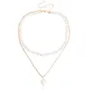 Mode Perle Collier Ras Du Cou De Mariage De Mariée Double Couche Chaîne Pendentif Colliers Bijoux Femmes Fille Cadeau